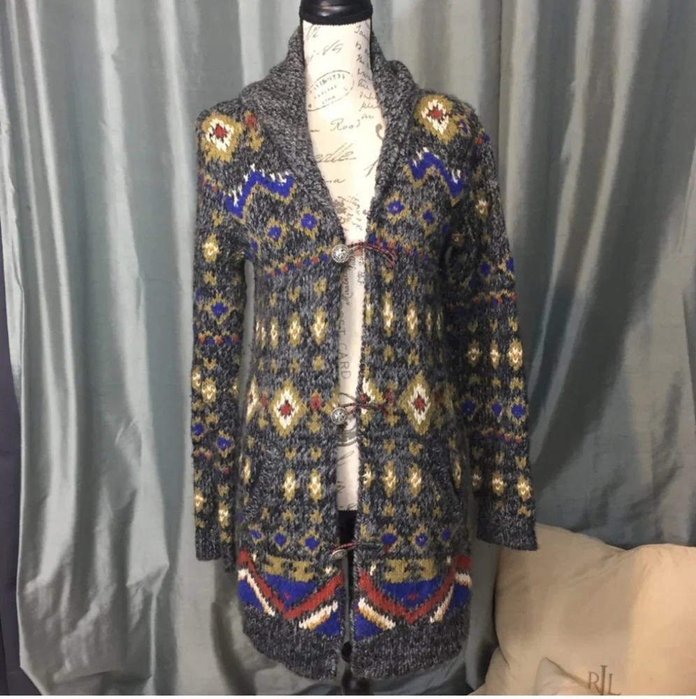 Free People Mascot Tiger Cardigan Size Small Wool Blend Button Front